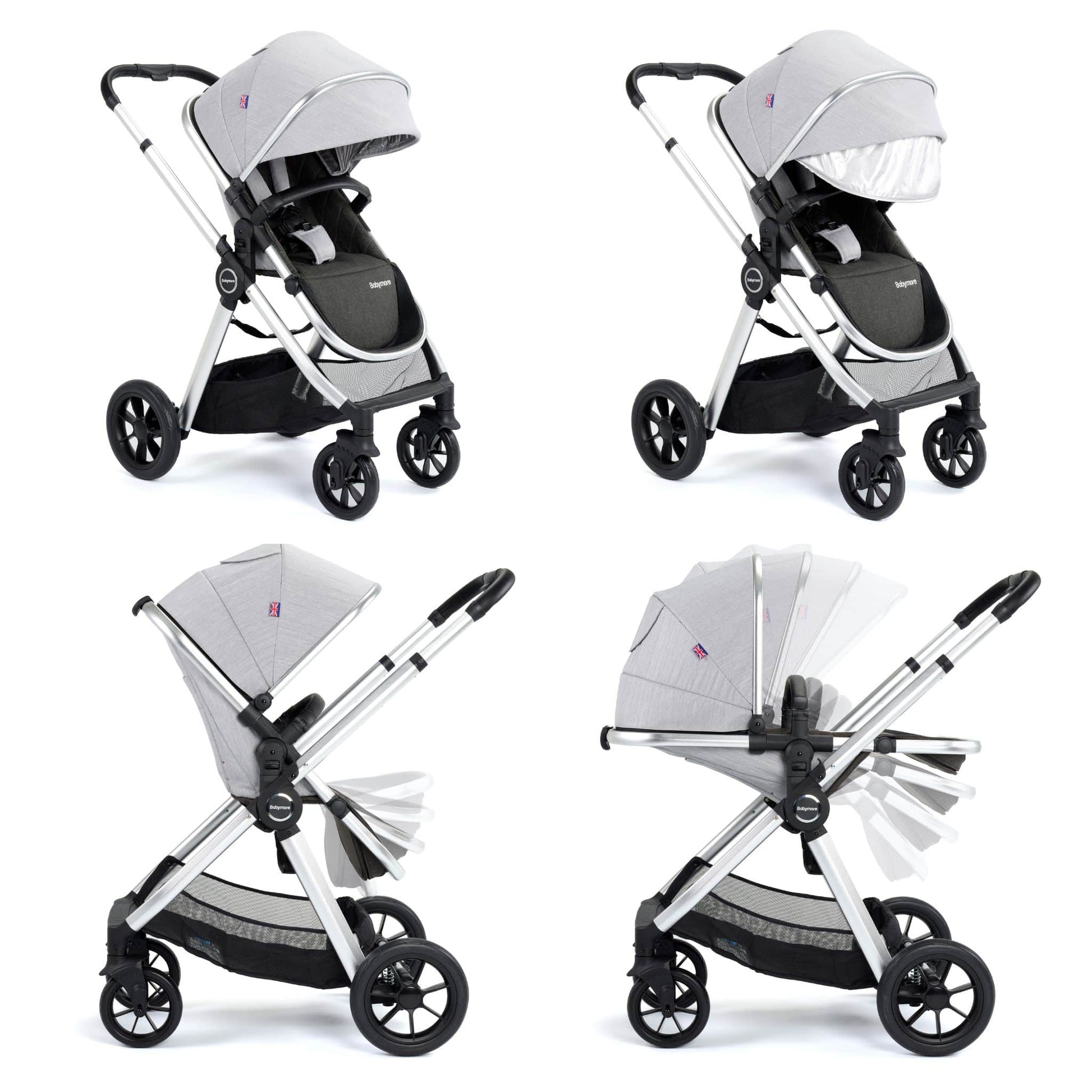 Babymore Memore V2 3-in-1 Travel System - Pecan i-Size Car Seat silver