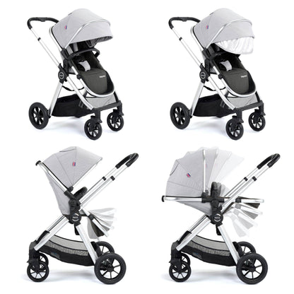 Babymore Memore V2 3-in-1 Travel System - Pecan i-Size Car Seat silver