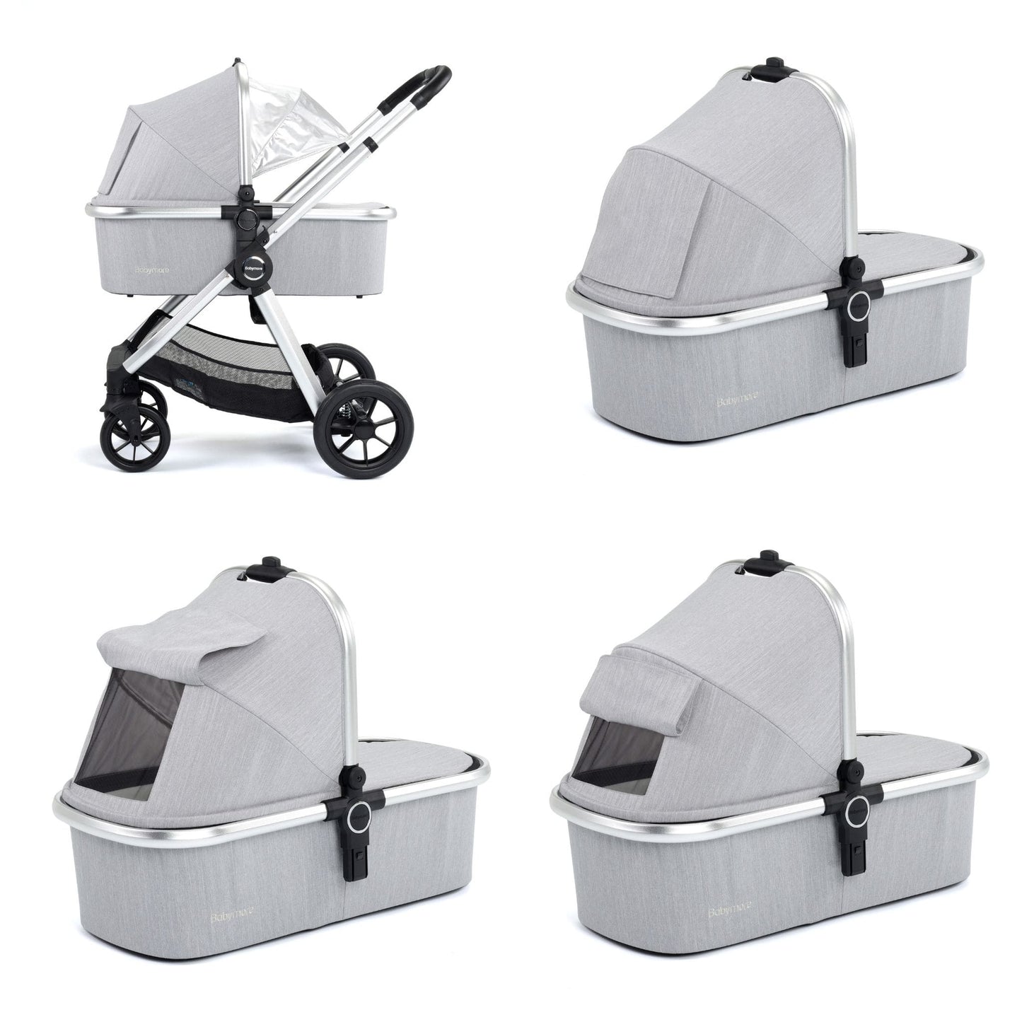 Babymore Memore V2 3-in-1 Travel System - Pecan i-Size Car Seat silver