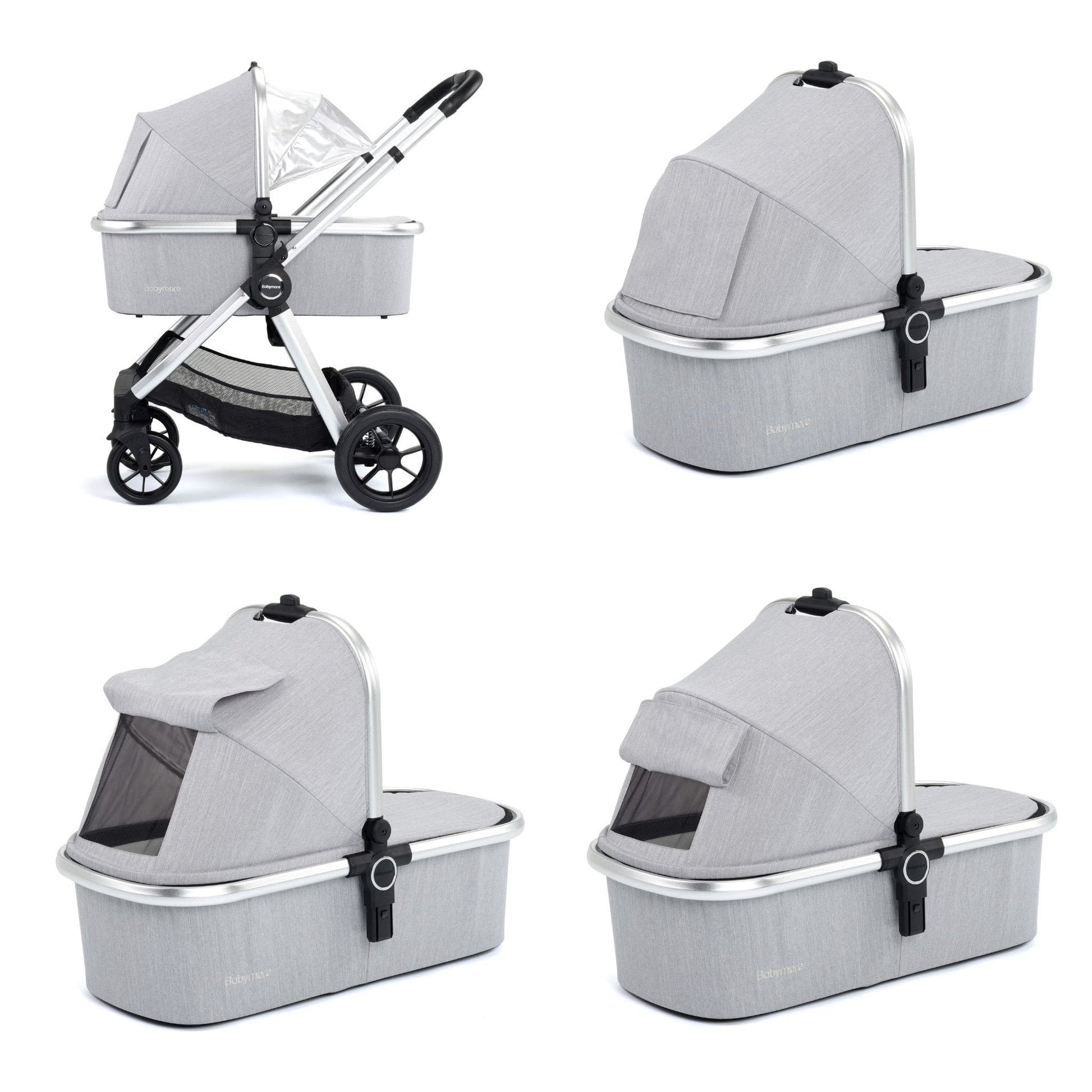 Babymore Memore V2 3-in-1 Travel System - Pecan i-Size Car Seat silver