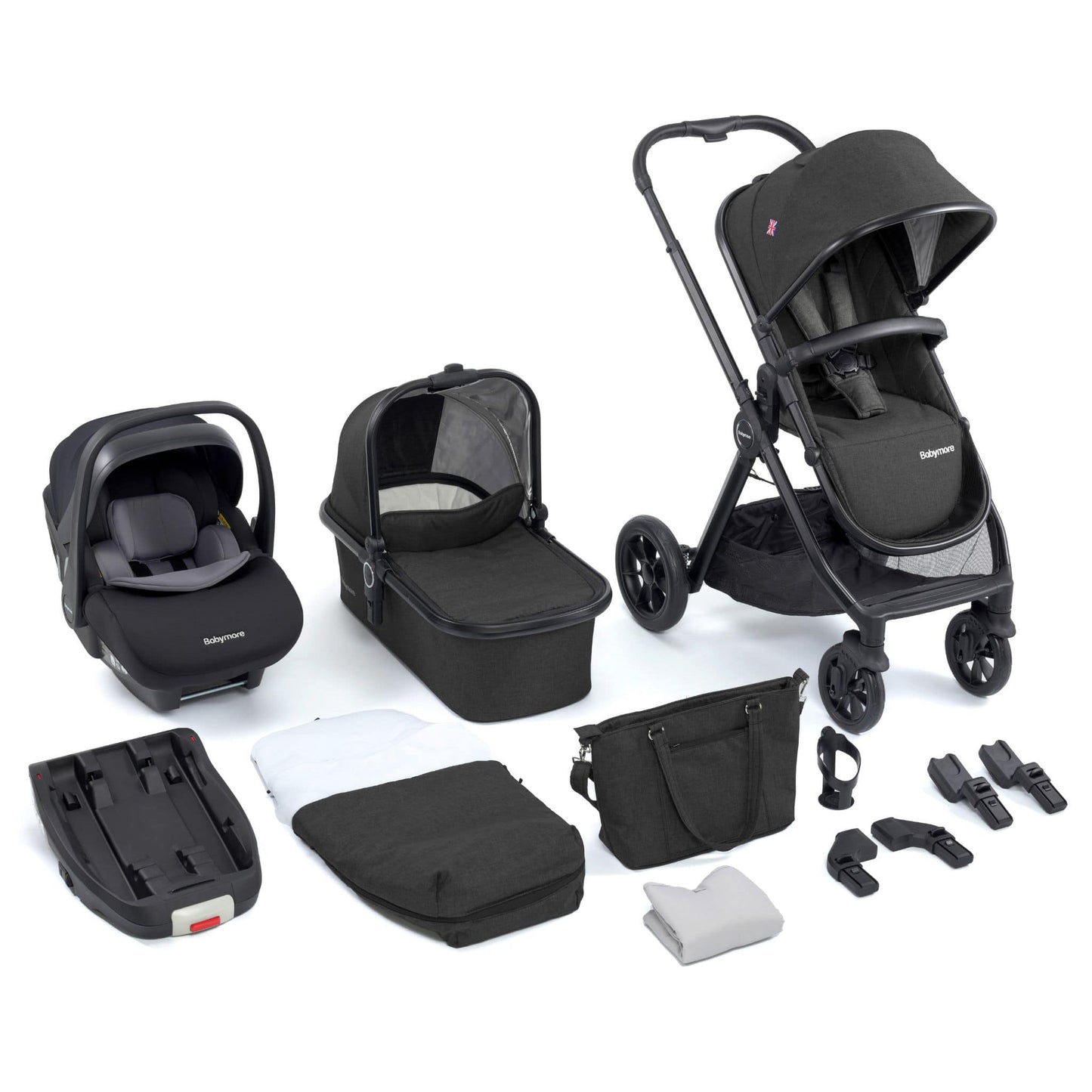 Babymore Memore V2 3-in-1 Travel System - Pecan i-Size Car Seat black
