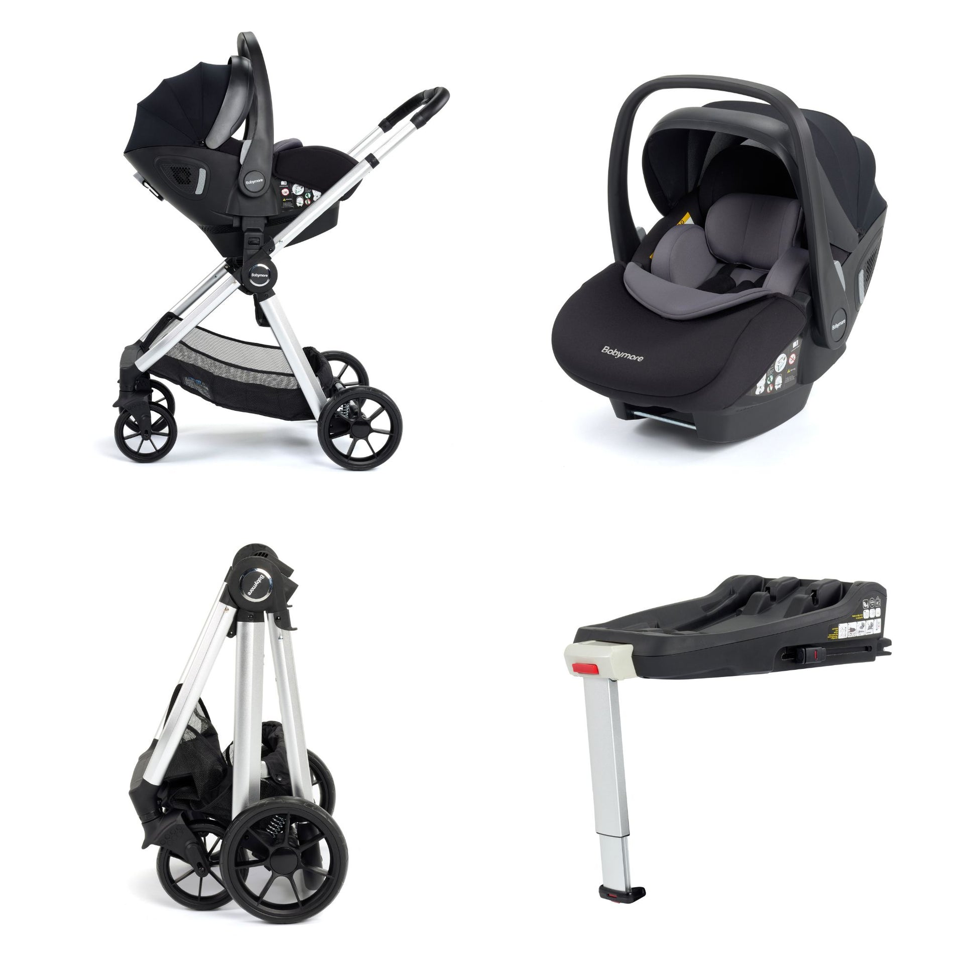 Babymore Mimi 3-in-1 Travel System - Pecan i-size Car Seat with ISOFIX base