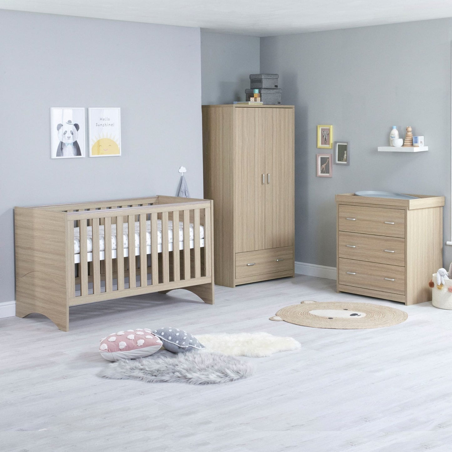 Babymore Veni 3 piece Nursery Furniture set oak 