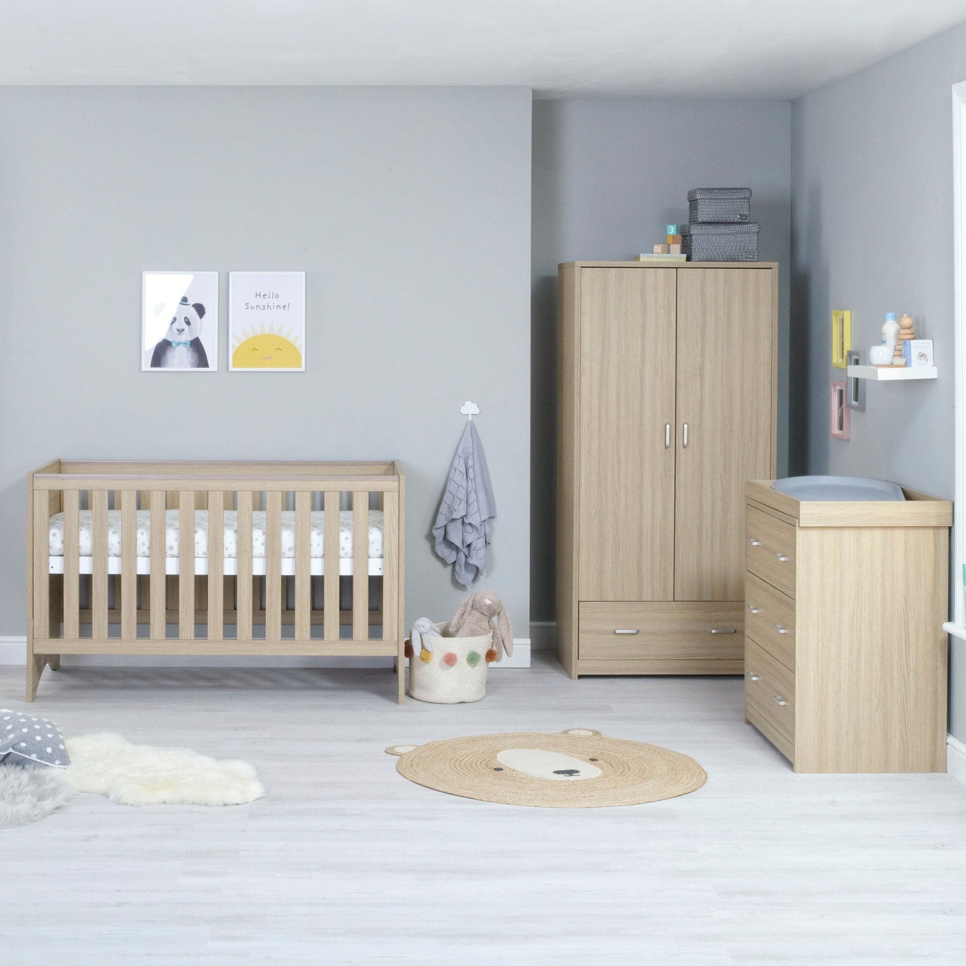 Babymore Veni 3 piece Nursery Furniture set oak 