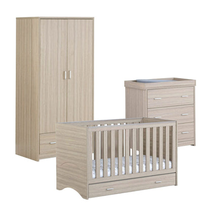Babymore Veni 3 piece Nursery Furniture set oak with drawer