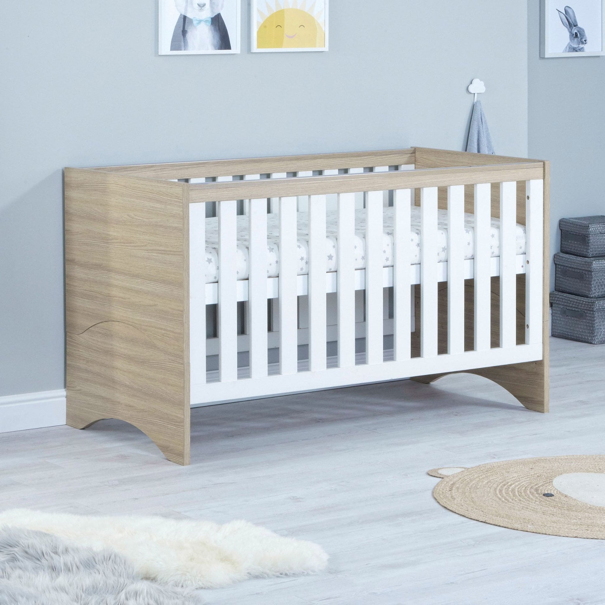 Babymore Veni 3 piece Nursery Furniture set white oak 