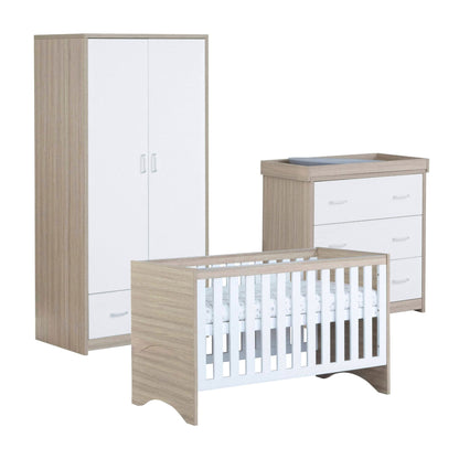 Babymore Veni 3 piece Nursery Furniture set white oak 