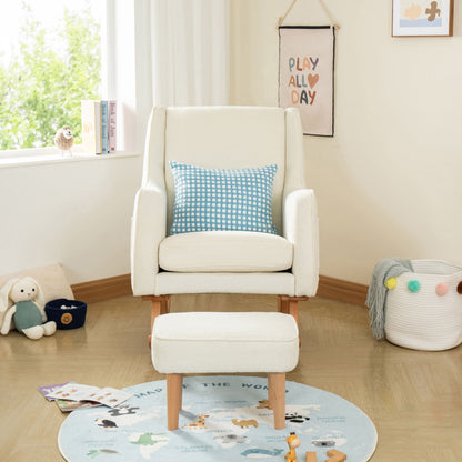 Ida-Nursing-Chair-with-stool-boucle-rocking-legs-white-front