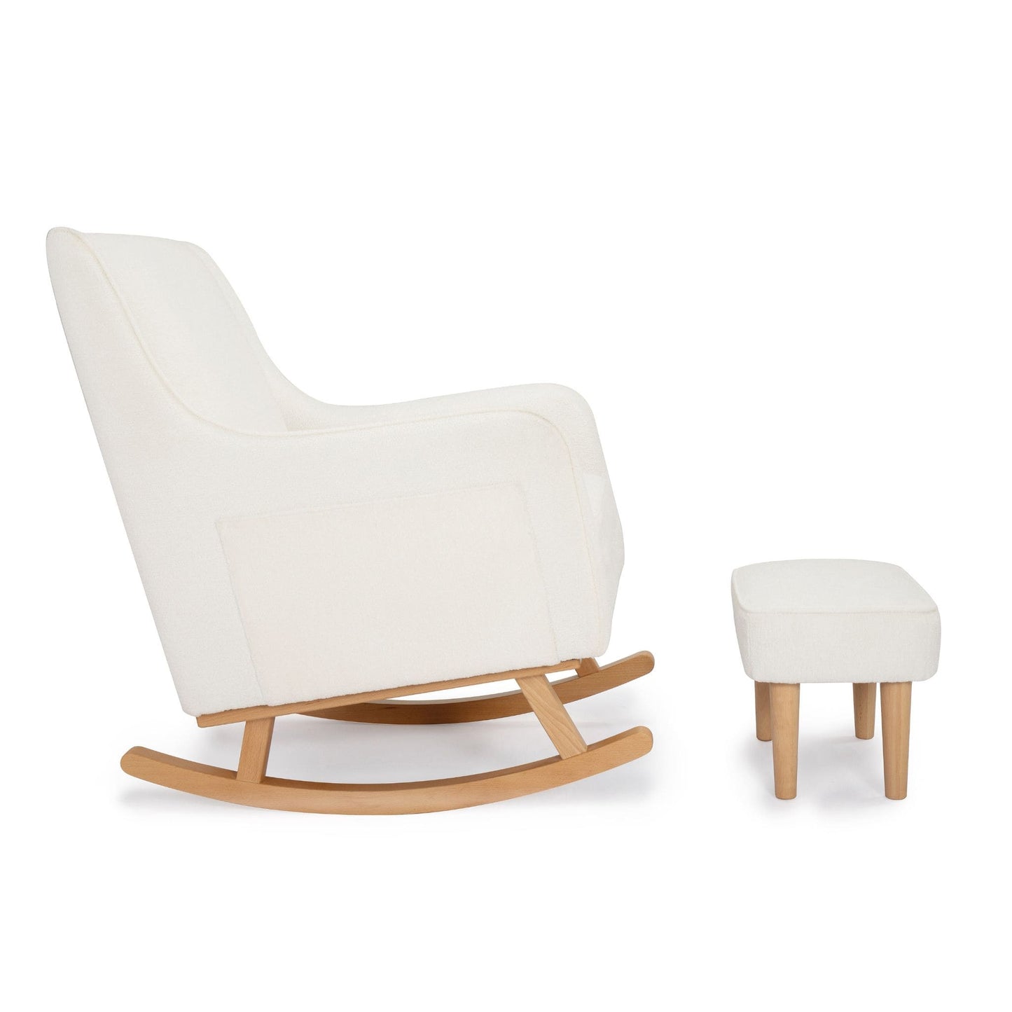 Ida-Nursing-Chair-with-stool-boucle-rocking-legs-white-side-white-background