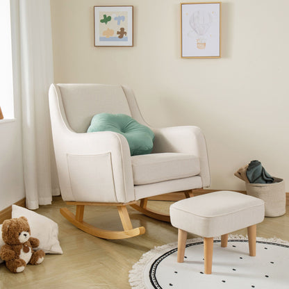 Ida-Nursing-Chair-with-stool-ivory-rocking-legs-white-side-in-a-nursery