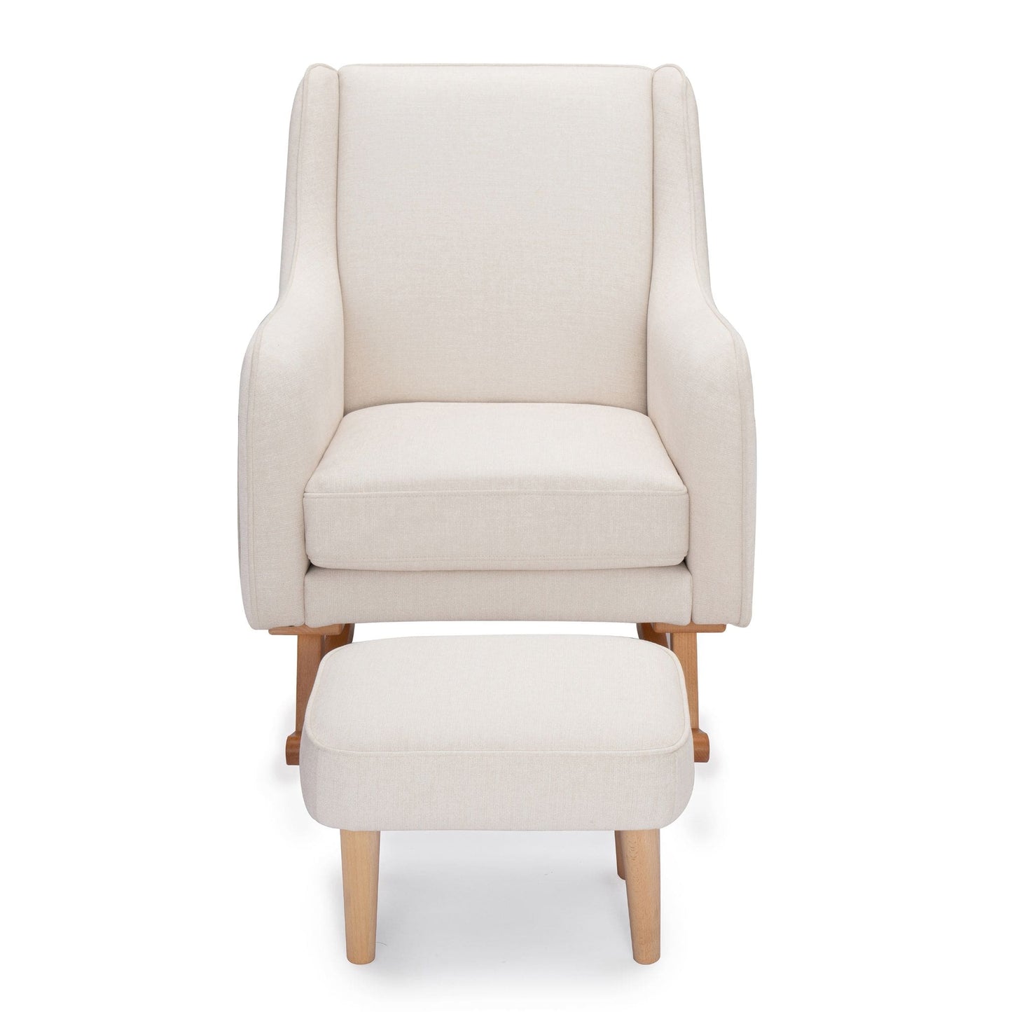 Ida-Nursing-Chair-with-stool-ivory-rocking-legs-white-front-white-background