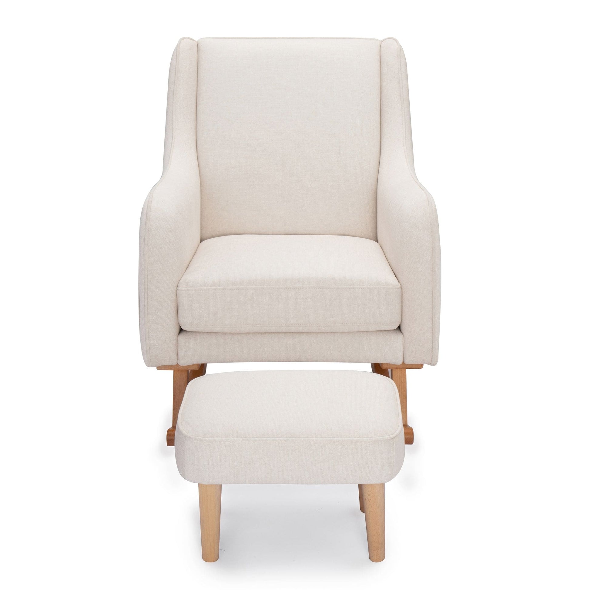 Ida-Nursing-Chair-with-stool-ivory-rocking-legs-white-front-white-background