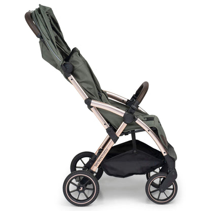 Leclerc-Baby-Influencer-XL-Stroller-army-green-side-recline-11