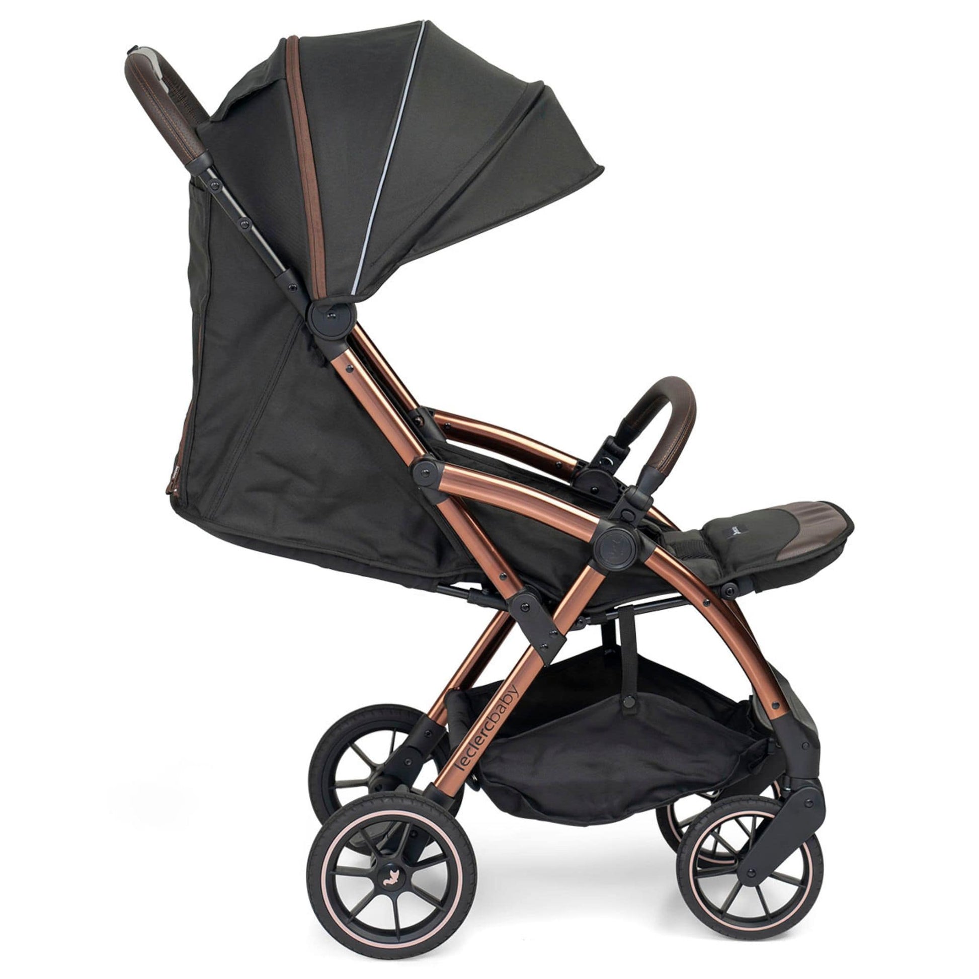 Leclerc-Baby-Influencer-XL-Stroller-black-brown-side-hood-recline-8