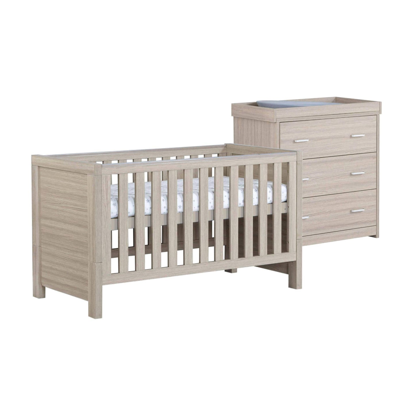 Luno-2-piece-room-set-without-drawer-oak-cotbed-and-changer-side-white-background