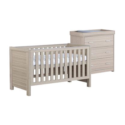 Luno-2-piece-room-set-without-drawer-oak-cotbed-and-changer-side-white-background