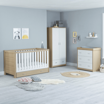 Luno-3-piece-nursery-set-with-drawer-on-cot-oak-white-includes-wardrobe-and-changer1