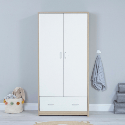Luno-3-piece-nursery-set-oak-white-showing-wardrobe-only