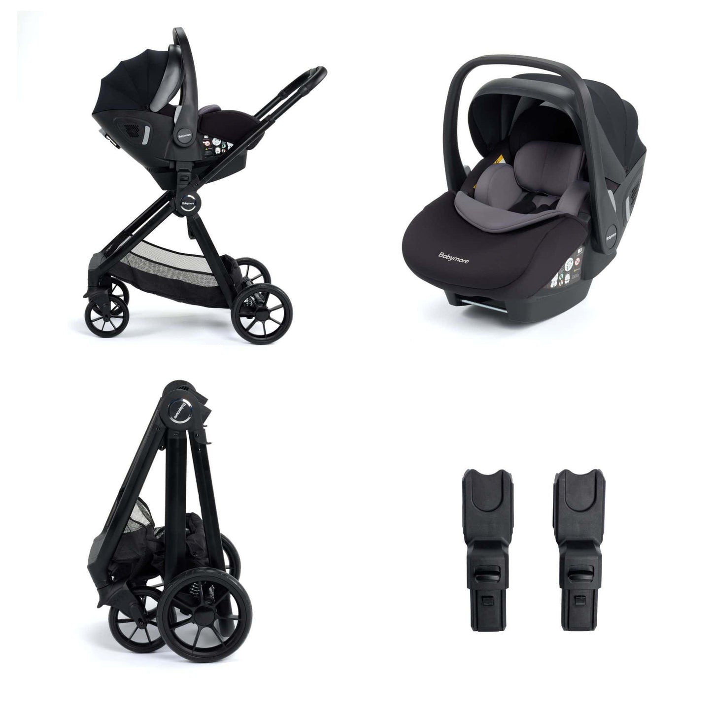 Babymore Mimi 3in1 pecan car seat travel system black