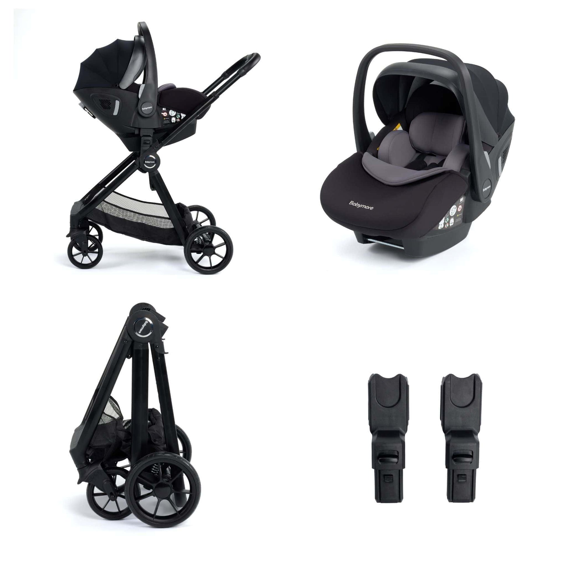 Babymore Mimi 3in1 pecan car seat travel system black