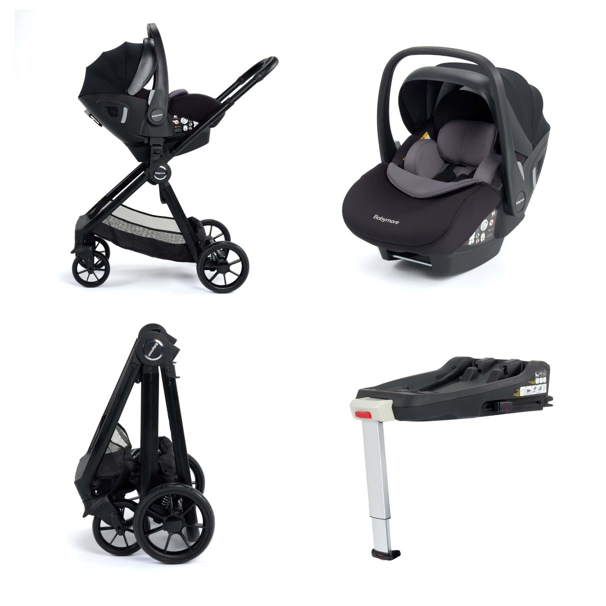 Babymore Mimi 3in1 pecan car seat travel system black
