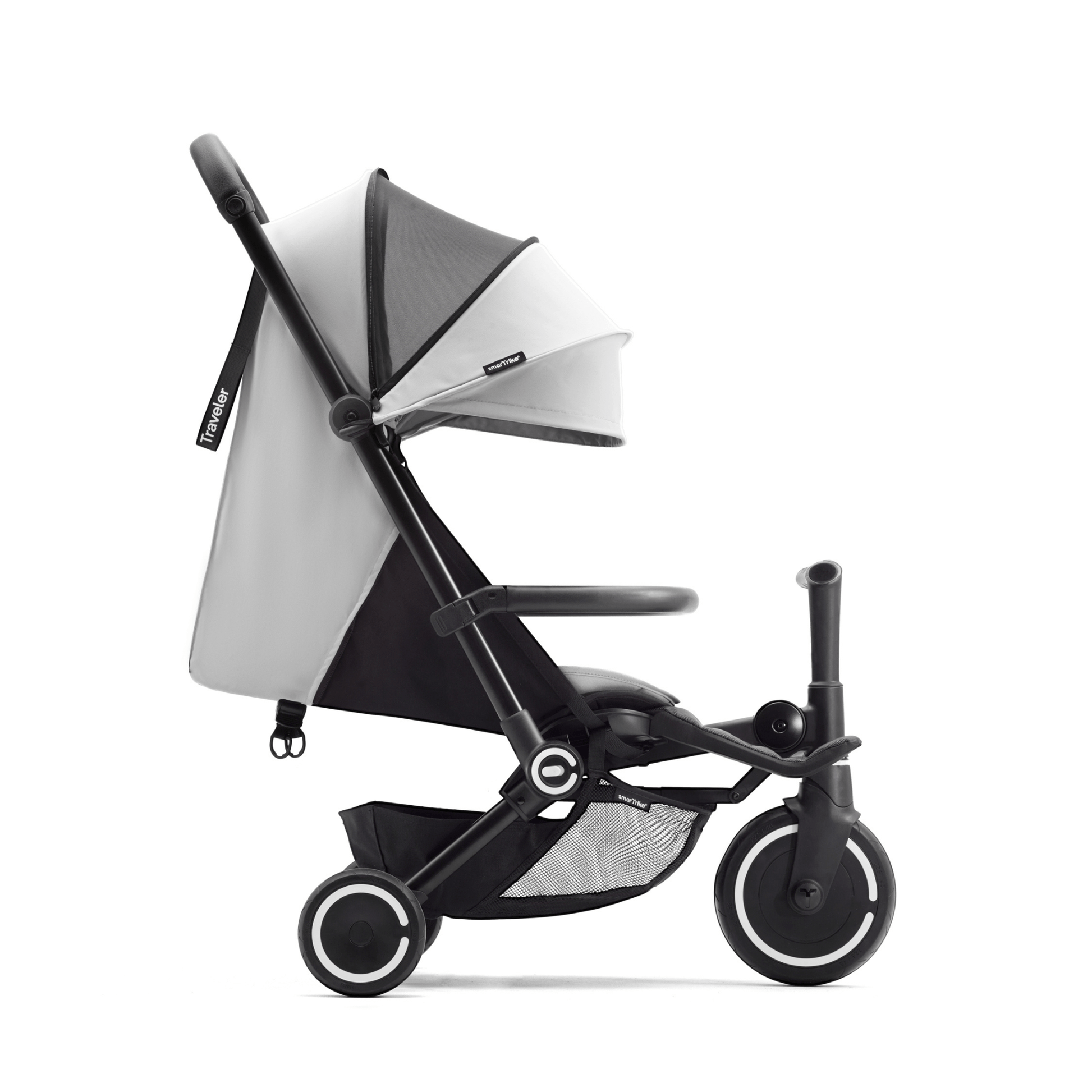 smarTrike-Stroller-with-handlebars-hood-up-side-facing-reclined-seat-everest-grey