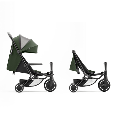 smarTrike-Stroller-with-handlebars-hood-up-side-facing-and-toddler-trike-version-forest-green
