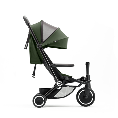 smarTrike-Stroller-with-handlebars-hood-up-side-facing-forest-green