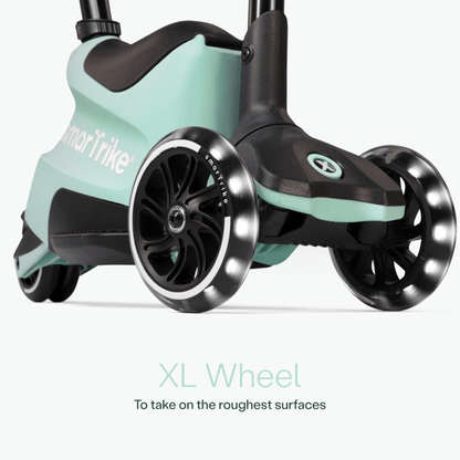 smarTrike-Xtend-ride-on-Scooter-close-up-of-front-XL-wheel-green