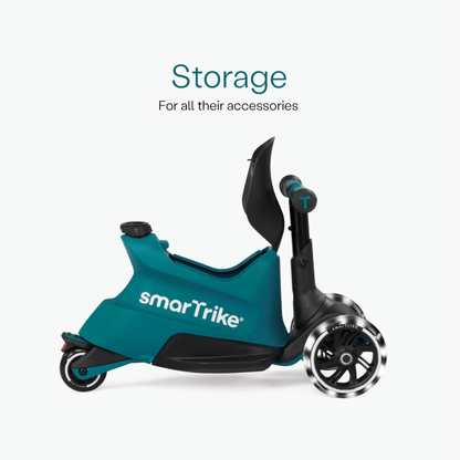 smarTrike-Xtend-ride-on-Scooter-ride-on-mode-showing-under-seat-storage-teal-blue