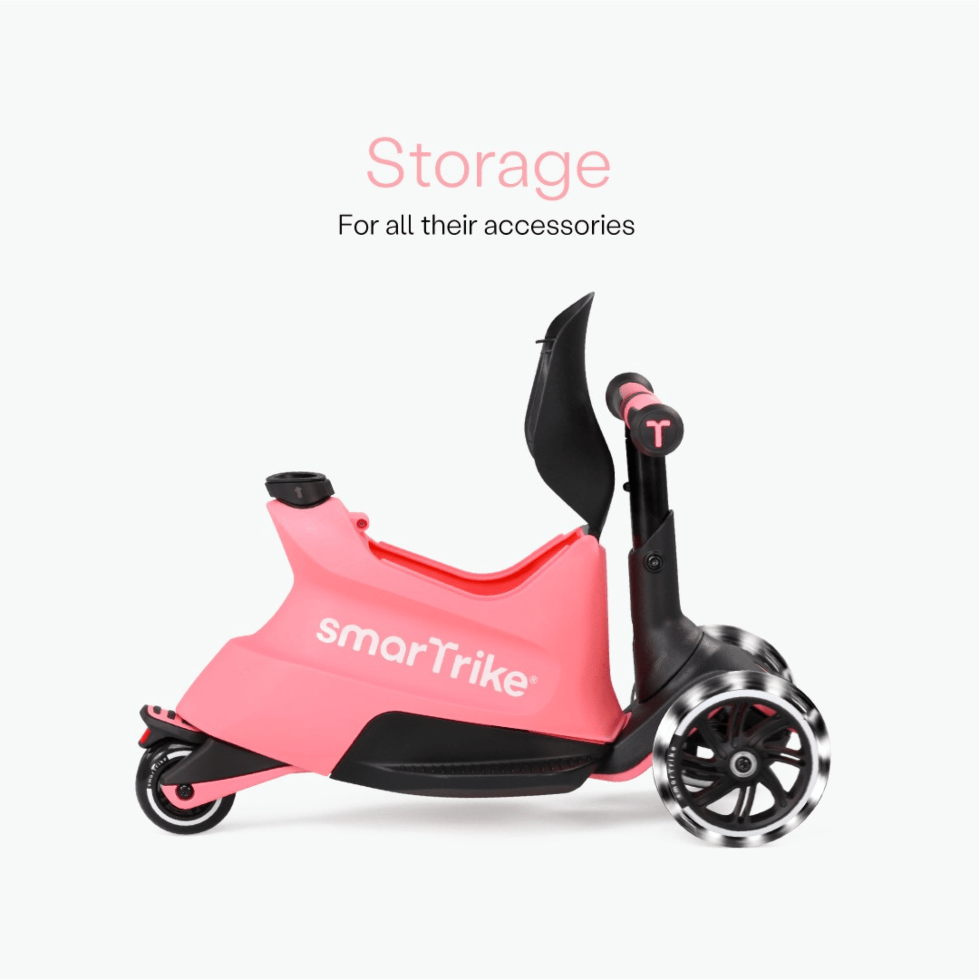 smarTrike-Xtend-ride-on-Scooter-ride-on-mode-showing-under-seat-storage-pink