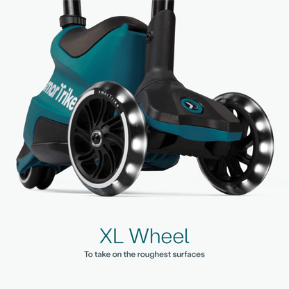 smarTrike-Xtend-ride-on-Scooter-close-up-of-front-XL-wheel-teal-blue